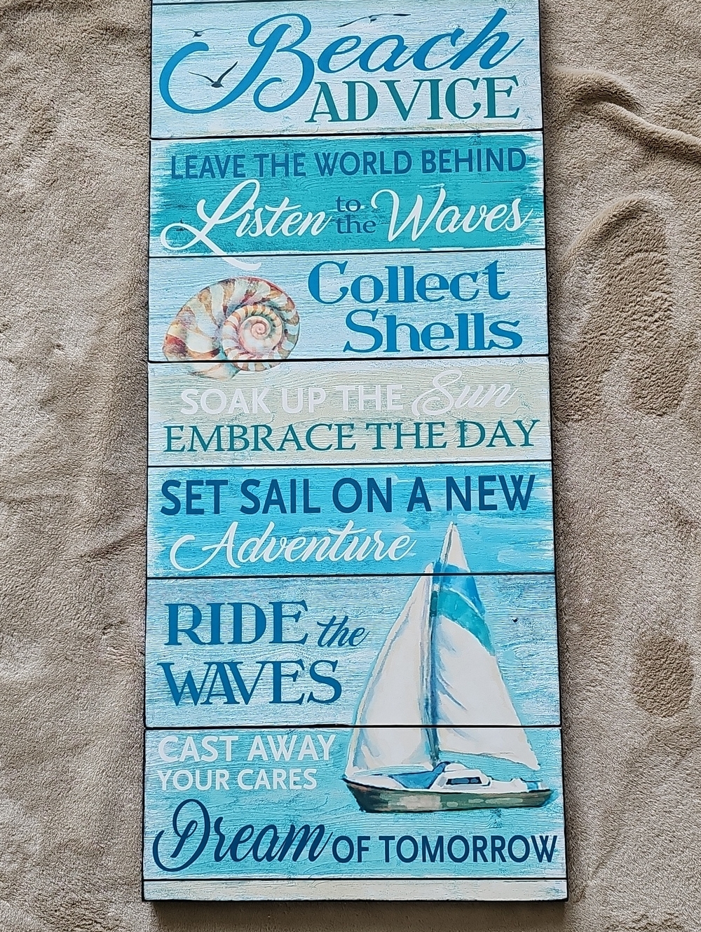 Beach Advice Wall Sign - Blue Coastal Home Decor